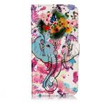 Oil Embossed Coloured Drawing Pattern Horizontal Flip PU Leather Case with Holder & Card Slots & Wallet & Photo Frame For Galaxy M30(Elephant)