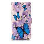 Oil Embossed Coloured Drawing Pattern Horizontal Flip PU Leather Case with Holder & Card Slots & Wallet & Photo Frame For Huawei P30 Lite(Purple Flower Butterfly)
