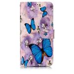 Oil Embossed Coloured Drawing Pattern Horizontal Flip PU Leather Case with Holder & Card Slots & Wallet & Photo Frame For Xiaomi Redmi 7(Purple Flower Butterfly)