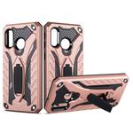 Shockproof TPU + PC Protective Case with Holder For Galaxy A40(Rose Gold)