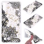 Cartoon Pattern Gold Foil Style Dropping Glue TPU Soft Protective Case for Galaxy A10(Black Lace)