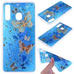 Cartoon Pattern Gold Foil Style Dropping Glue TPU Soft Protective Case for Galaxy A20e(Blue Butterfly)