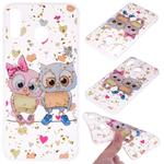 Cartoon Pattern Gold Foil Style Dropping Glue TPU Soft Protective Case for Galaxy A40(Loving Owl)