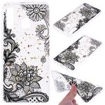 Cartoon Pattern Gold Foil Style Dropping Glue TPU Soft Protective Case for Galaxy A50(Black Lace)