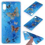Cartoon Pattern Gold Foil Style Dropping Glue TPU Soft Protective Case for Galaxy A10e(Blue Butterfly)