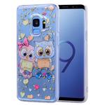 Cartoon Pattern Gold Foil Style Dropping Glue TPU Soft Protective Case for Galaxy S9+(Loving Owl)