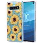 Cartoon Pattern Gold Foil Style Dropping Glue TPU Soft Protective Case for Galaxy S10+(Sunflower)
