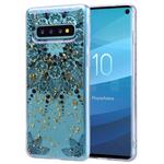 Cartoon Pattern Gold Foil Style Dropping Glue TPU Soft Protective Case for Galaxy S10+(Datura)