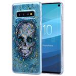 Cartoon Pattern Gold Foil Style Dropping Glue TPU Soft Protective Case for Galaxy S10+(Skull)