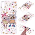 Cartoon Pattern Gold Foil Style Dropping Glue TPU Soft Protective Case for Galaxy M10(Loving Owl)