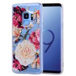 Cartoon Pattern Gold Foil Style Dropping Glue TPU Soft Protective Case for Galaxy S9(Flower)