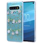 Cartoon Pattern Gold Foil Style Dropping Glue TPU Soft Protective Case for Galaxy S10(Panda)