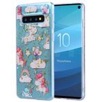 Cartoon Pattern Gold Foil Style Dropping Glue TPU Soft Protective Case for Galaxy S10(Pony)