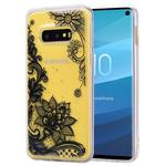 For Galaxy S10e Cartoon Pattern Gold Foil Style Dropping Glue TPU Soft Protective Case(Black Lace)