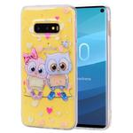 For Galaxy S10e Cartoon Pattern Gold Foil Style Dropping Glue TPU Soft Protective Case(Loving Owl)