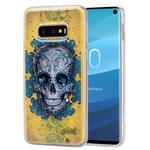 For Galaxy S10e Cartoon Pattern Gold Foil Style Dropping Glue TPU Soft Protective Case(Skull)
