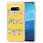 For Galaxy S10e Cartoon Pattern Gold Foil Style Dropping Glue TPU Soft Protective Case(Panda)