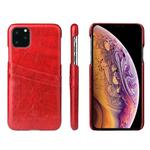 For iPhone 11 Pro Fierre Shann Retro Oil Wax Texture PU Leather Case with Card Slots (Red)