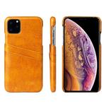 For iPhone 11 Fierre Shann Retro Oil Wax Texture PU Leather Case with Card Slots (Yellow)