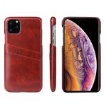 For iPhone 11 Pro Max Fierre Shann Retro Oil Wax Texture PU Leather Case with Card Slots (Brown)