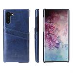 Fierre Shann Retro Oil Wax Texture PU Leather Case with Card Slots for Galaxy Note 10(Blue)