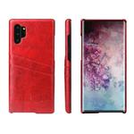Fierre Shann Retro Oil Wax Texture PU Leather Case with Card Slots for Galaxy Note 10+(Red)