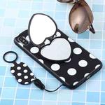 Love Mirror MobilePhone Protection Back Cover Case with Ring Hanging Rope & Holder for iPhone XS Max(White Polka Dots)