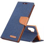 GOOSPERY CANVAS DIARY Horizontal Flip PU Leather Case with Card Slots & Wallet & Holder for Galaxy Note 10+(Navy Blue)