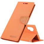 GOOSPERY CANVAS DIARY Horizontal Flip PU Leather Case with Card Slots & Wallet & Holder for Galaxy Note 10+(Orange)