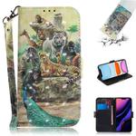 For iPhone 11 3D Colored Drawing Horizontal Flip Leather Case, with Holder & Card Slot & Wallet (Zoo)