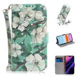 For iPhone 11 3D Colored Drawing Horizontal Flip Leather Case, with Holder & Card Slot & Wallet (Watercolor Flower)