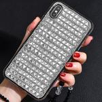 For iPhone X / XS TPU + Epoxy Triangular Glass Diamond Phone Protective Case(Silver Grey)