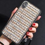 For iPhone XS Max TPU + Epoxy Triangular Glass Diamond Phone Protective Case(Gold)