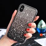 For iPhone X / XS TPU + Epoxy Flash Diamond Tri-Color Gradient Phone Protective Case(Gradient Black)