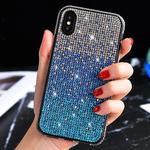 For iPhone XS Max TPU + Epoxy Flash Diamond Tri-Color Gradient Phone Protective Case(Gradient Blue)