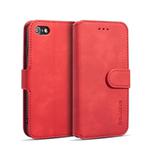 DG.MING Retro Oil Side Horizontal Flip Case with Holder & Card Slots & Wallet for iPhone 7 / 8(Red)