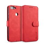 DG.MING Retro Oil Side Horizontal Flip Case with Holder & Card Slots & Wallet for Huawei P Smart / Enjoy 7S(Red)