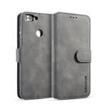 DG.MING Retro Oil Side Horizontal Flip Case with Holder & Card Slots & Wallet for Huawei P Smart / Enjoy 7S(Grey)
