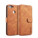 DG.MING Retro Oil Side Horizontal Flip Case with Holder & Card Slots & Wallet for Huawei P Smart / Enjoy 7S(Brown)