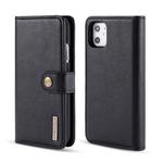 For iPhone 11 DG.MING Crazy Horse Texture Flip Detachable Magnetic Leather Case with Holder & Card Slots & Wallet (Black)