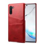 Suteni Calf Texture Back Cover Protective Case with Card Slots for Galaxy Note 10(Red)