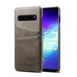Suteni Calf Texture Back Cover Protective Case with Card Slots for Galaxy S10 5G(Grey)