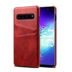 Suteni Calf Texture Back Cover Protective Case with Card Slots for Galaxy S10 5G(Red)