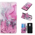Colored Drawing Marble Pattern Horizontal Flip PU Leather Case with Holder & Card Slots & Wallet For LG Stylo 5(Seawater)