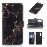 Colored Drawing Marble Pattern Horizontal Flip PU Leather Case with Holder & Card Slots & Wallet For Huawei P30(Black Gold)