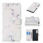 Colored Drawing Marble Pattern Horizontal Flip PU Leather Case with Holder & Card Slots & Wallet For Huawei P30(White)