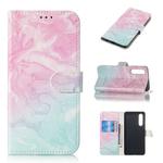 Colored Drawing Marble Pattern Horizontal Flip PU Leather Case with Holder & Card Slots & Wallet For Huawei P30(Pink Green)