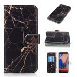 Colored Drawing Marble Pattern Horizontal Flip PU Leather Case with Holder & Card Slots & Wallet For Galaxy A7 (2018)(Black Gold)