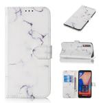 Colored Drawing Marble Pattern Horizontal Flip PU Leather Case with Holder & Card Slots & Wallet For Galaxy A7 (2018)(White)