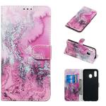 Colored Drawing Marble Pattern Horizontal Flip PU Leather Case with Holder & Card Slots & Wallet For Galaxy A20e(Seawater)